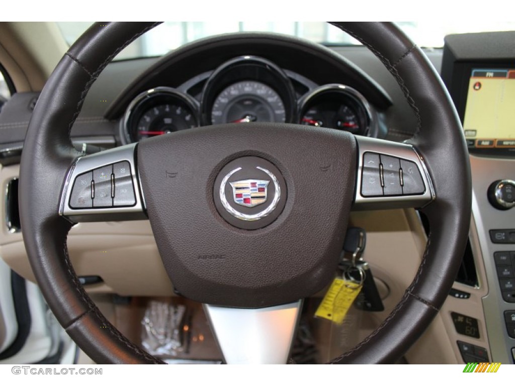 2010 Cadillac CTS 3.0 Sedan Cashmere/Cocoa Steering Wheel Photo #82978877