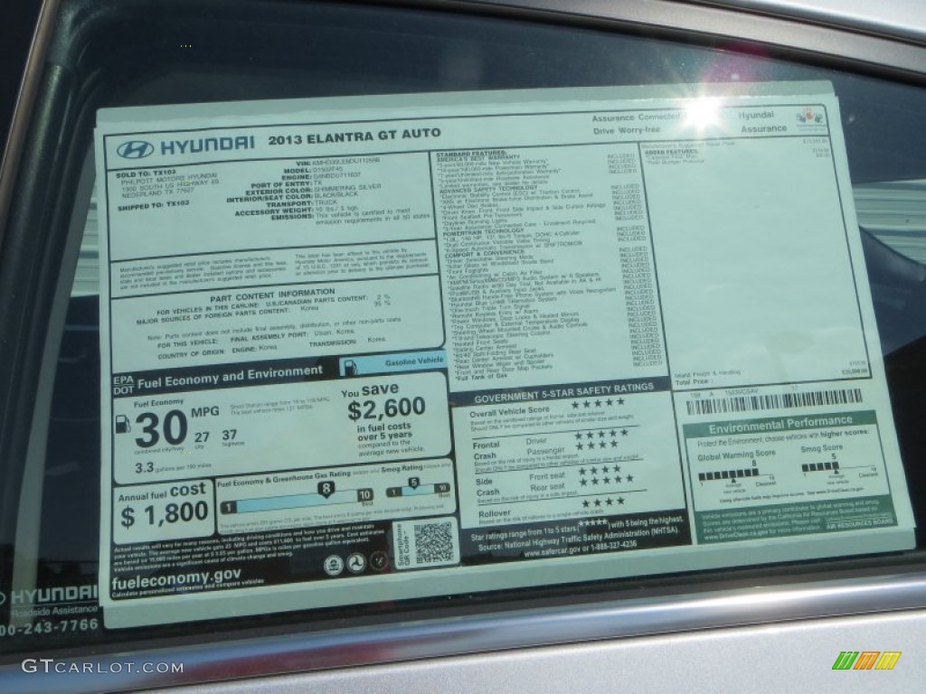 2013 Elantra GT - Silver / Black photo #33