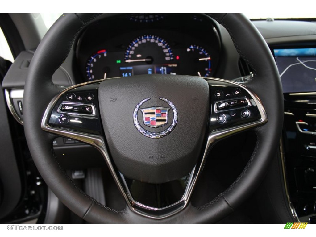 2013 Cadillac ATS 3.6L Luxury Jet Black/Jet Black Accents Steering Wheel Photo #82979783