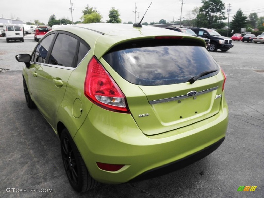 2011 Fiesta SES Hatchback - Lime Squeeze Metallic / Charcoal Black/Blue Cloth photo #26