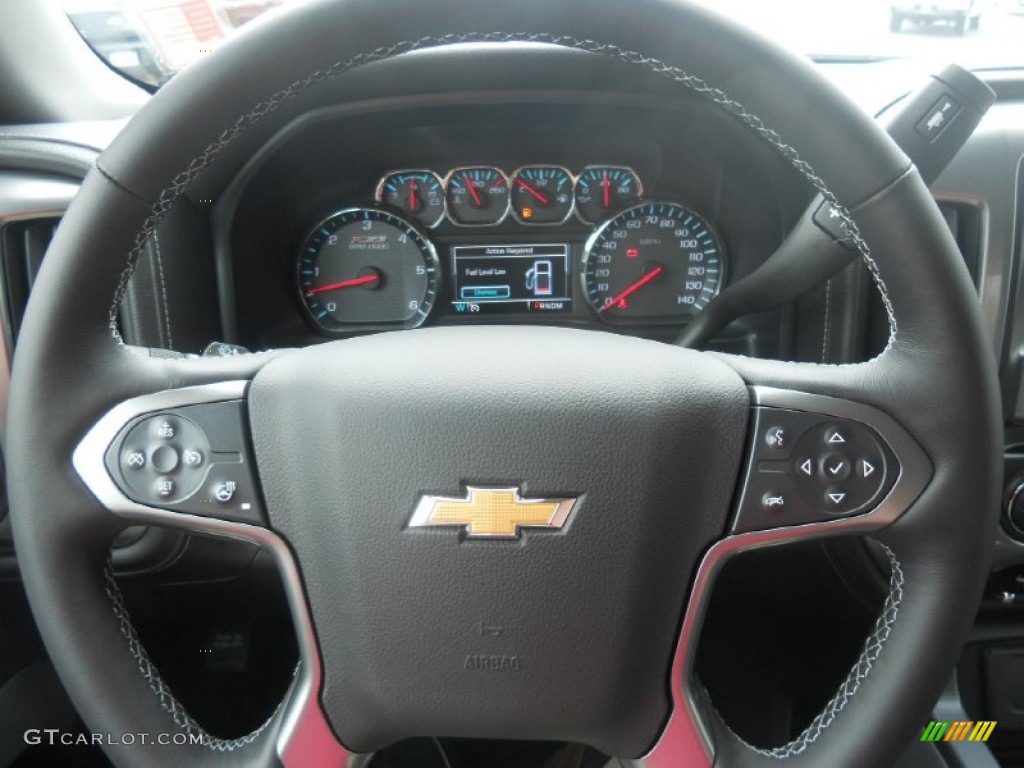 2014 Chevrolet Silverado 1500 LTZ Crew Cab 4x4 Jet Black/Dark Ash Steering Wheel Photo #82981321