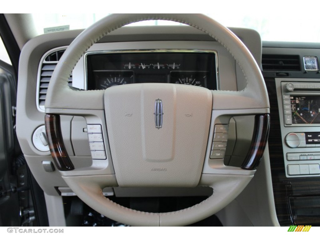 2008 Lincoln Navigator Luxury Stone/Charcoal Black Steering Wheel Photo #82981532