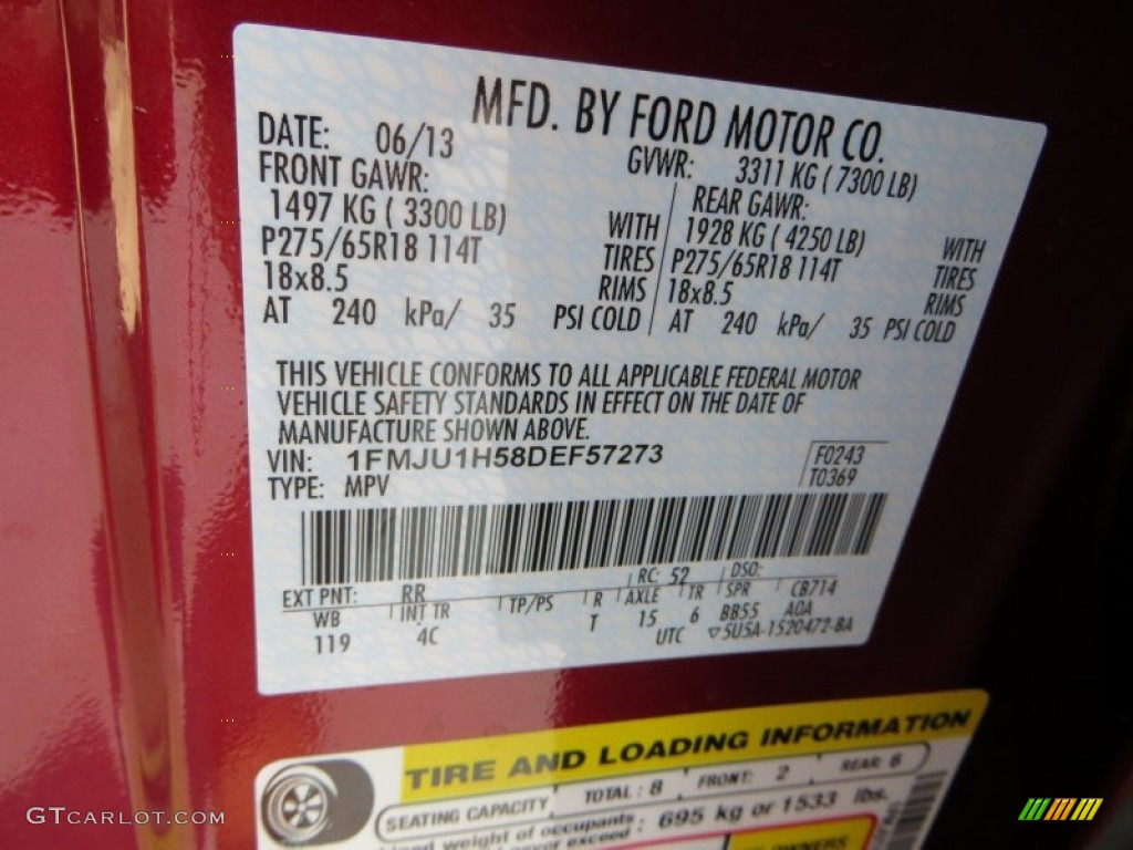 2013 Expedition XLT - Ruby Red / Camel photo #36