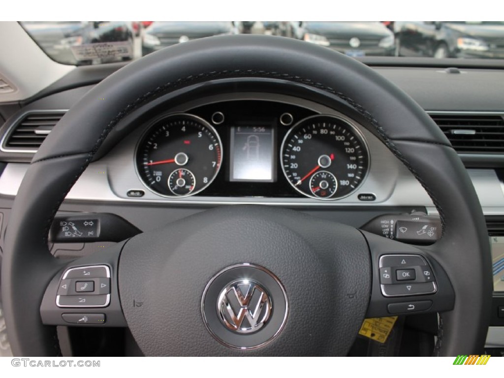 2013 Volkswagen CC R-Line Black Steering Wheel Photo #82993289