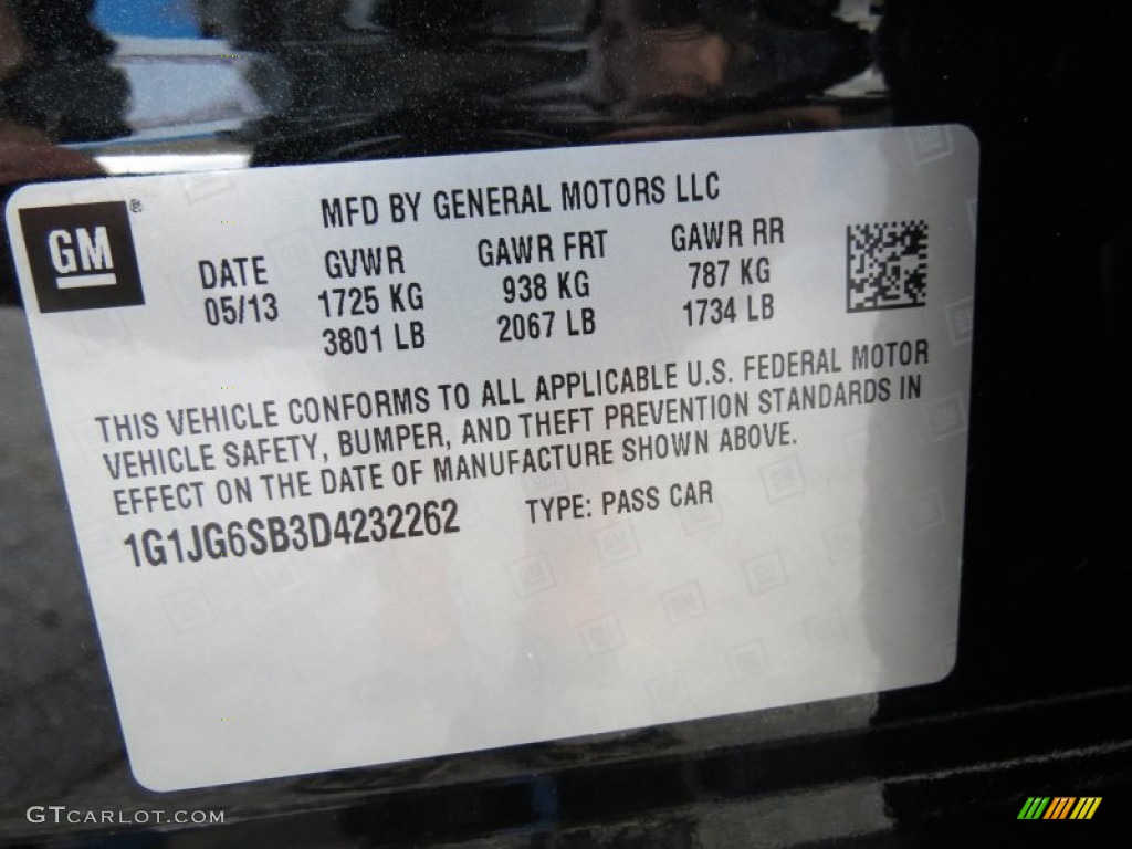 2013 Chevrolet Sonic RS Hatch Info Tag Photo #82996194