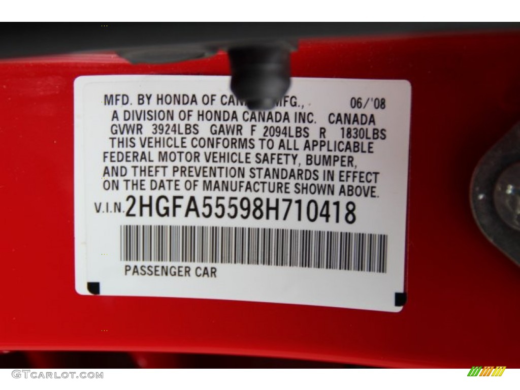 2008 Civic Si Sedan - Rallye Red / Black photo #33