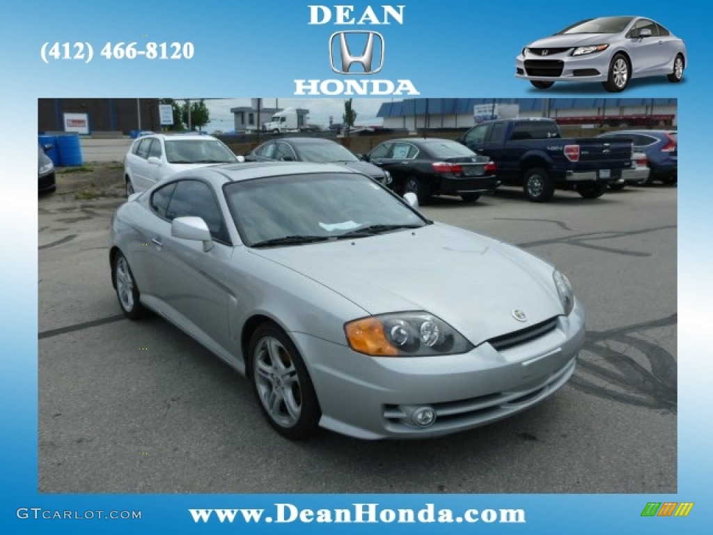 2003 Tiburon GT V6 - Super Silver / Black photo #1
