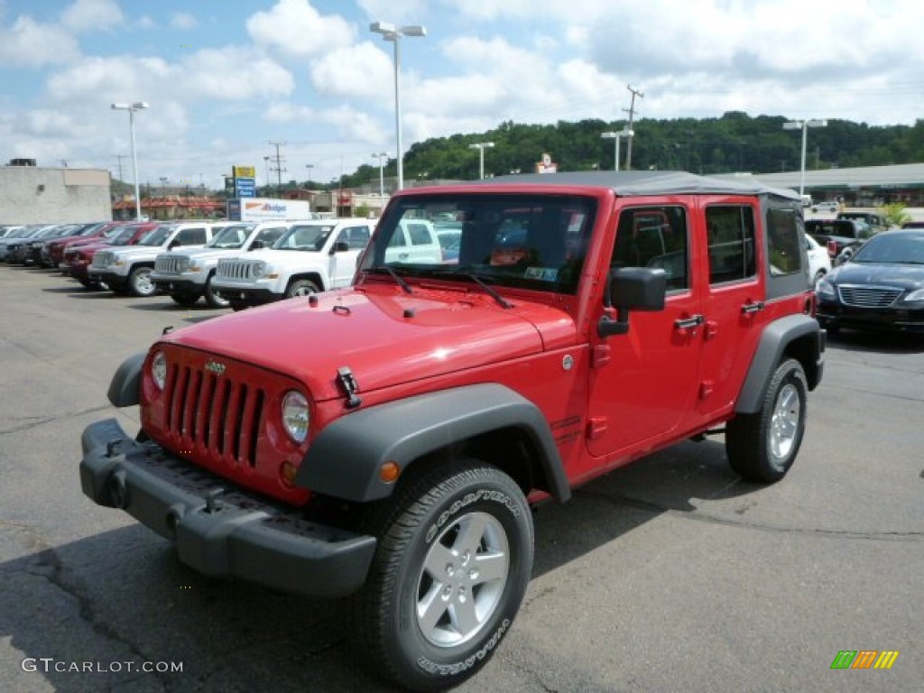 2013 Wrangler Unlimited Sport S 4x4 - Rock Lobster Red / Black photo #1