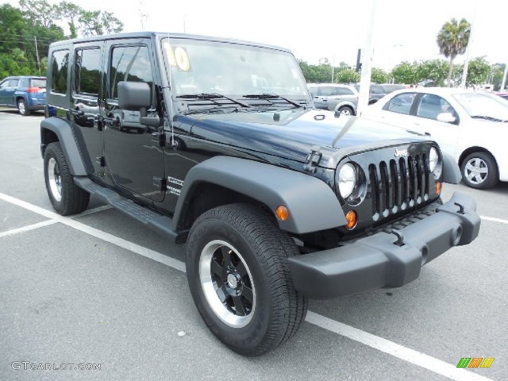 Black 2010 Jeep Wrangler Unlimited Sport 4x4 Exterior Photo #83013785