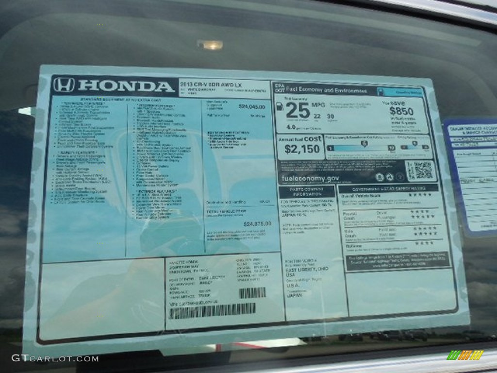 2013 CR-V LX AWD - White Diamond Pearl / Gray photo #10