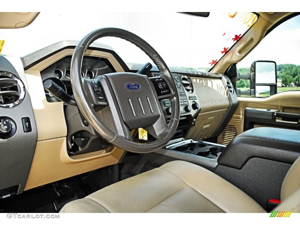 Adobe Two Tone Leather Interior 2011 Ford F250 Super Duty Lariat Crew Cab 4x4 Photo #83016077