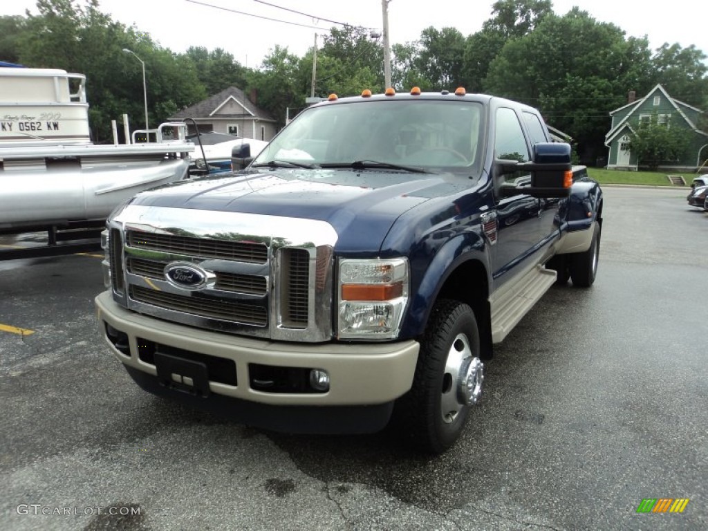2008 F350 Super Duty King Ranch Crew Cab 4x4 Dually - Dark Blue Pearl Metallic / Chaparral Brown photo #2