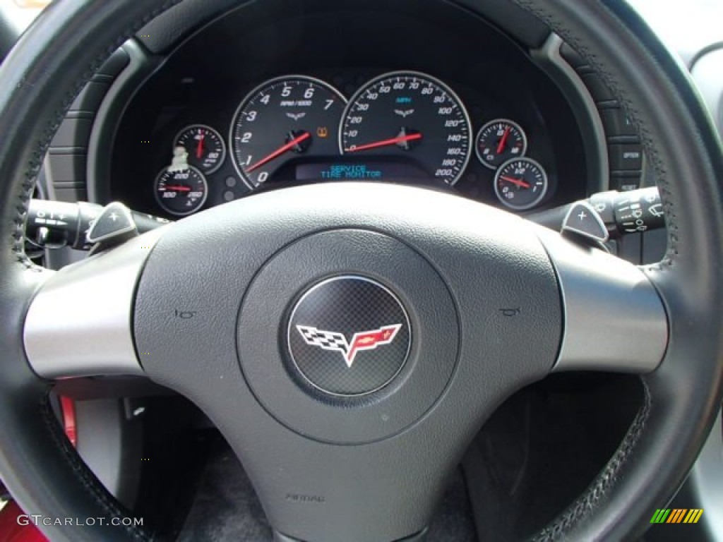 2007 Chevrolet Corvette Coupe Ebony Steering Wheel Photo #83019321