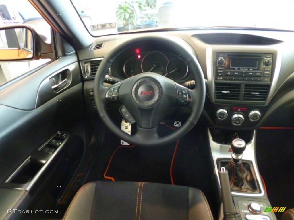 2013 Subaru Impreza WRX STi 4 Door Orange Special Edition STi Black Alcantara/Carbon Black Dashboard Photo #83021676