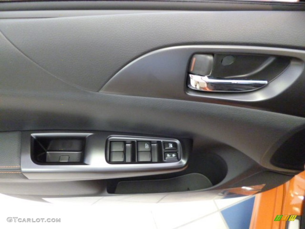 2013 Subaru Impreza WRX STi 4 Door Orange Special Edition STi Black Alcantara/Carbon Black Door Panel Photo #83021736