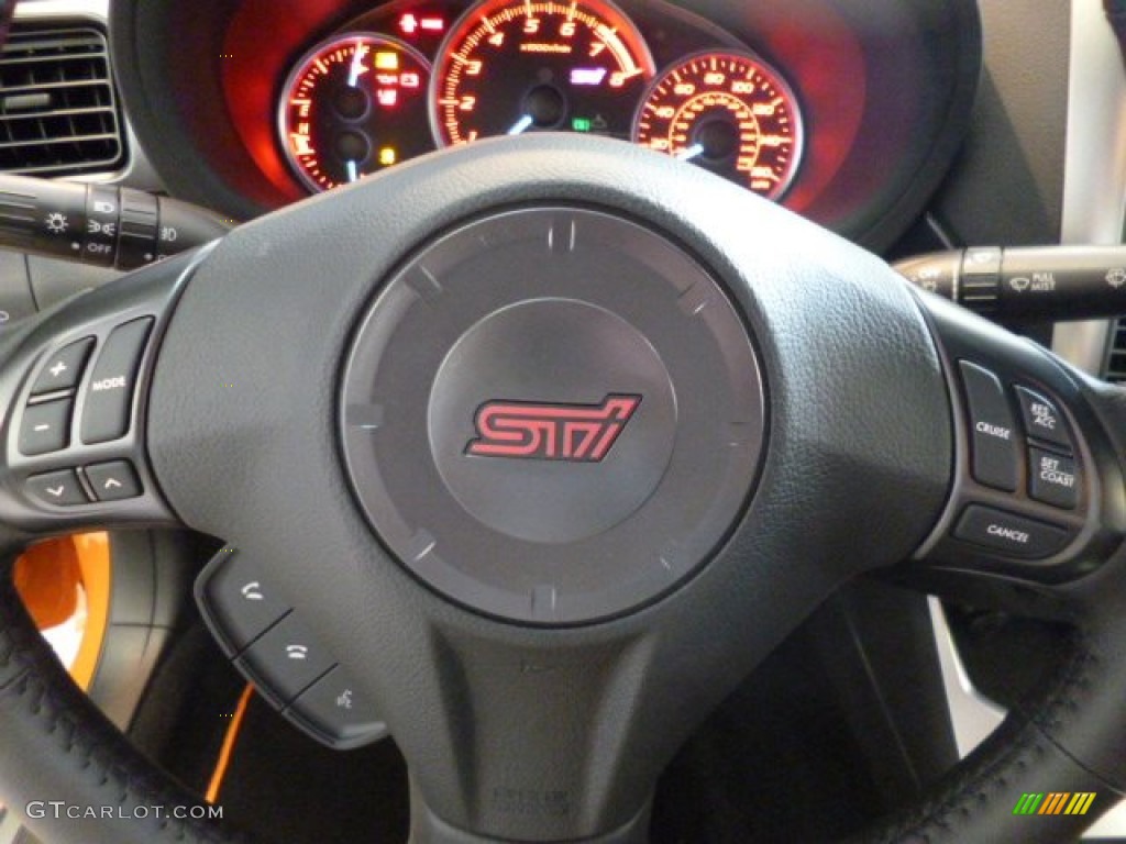 2013 Subaru Impreza WRX STi 4 Door Orange Special Edition STi Black Alcantara/Carbon Black Steering Wheel Photo #83021757