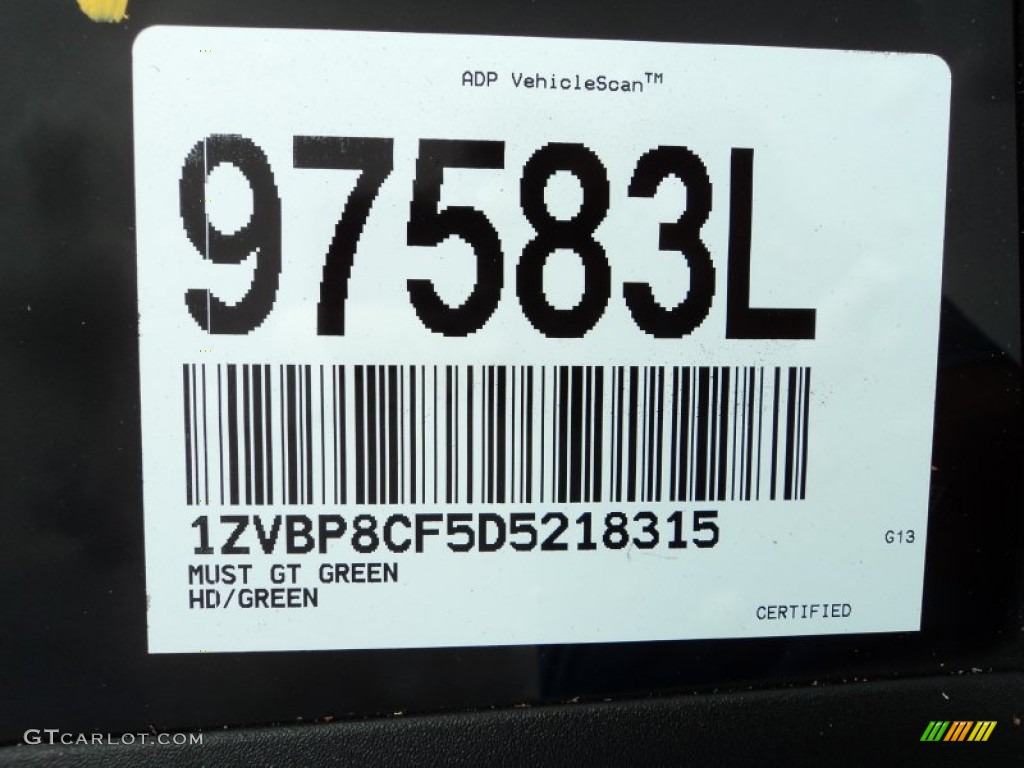 2013 Mustang GT Premium Coupe - Gotta Have It Green / Charcoal Black photo #33