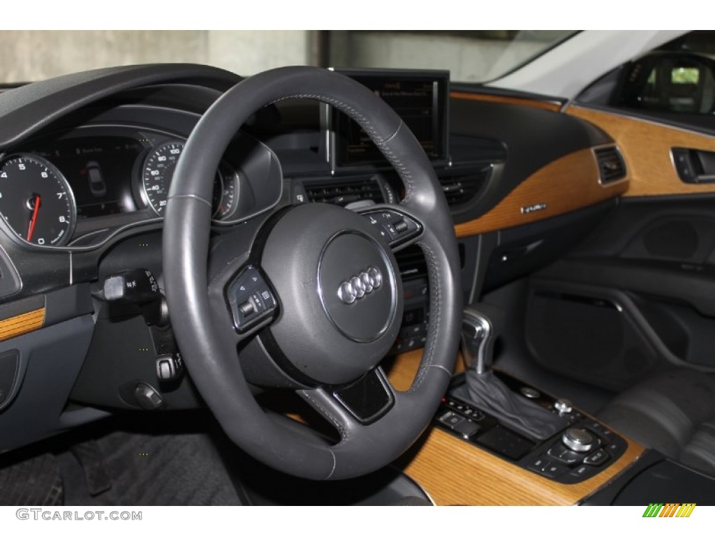 2012 Audi A7 3.0T quattro Premium Black Steering Wheel Photo #83024811
