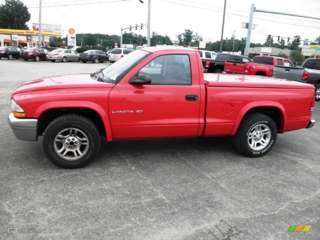 2002 Dakota SLT Regular Cab - Flame Red / Dark Slate Gray photo #4