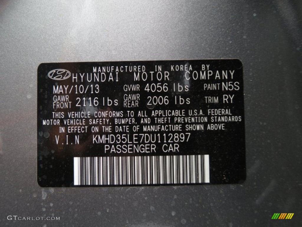 2013 Elantra GT - Titanium Gray Metallic / Black photo #6