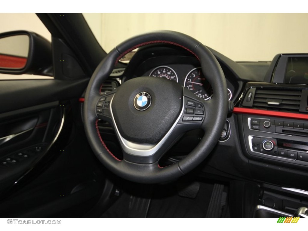 2012 BMW 3 Series 328i Sedan Black Steering Wheel Photo #83042799