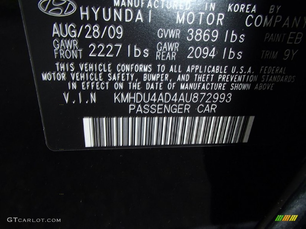 2010 Elantra SE - Ebony Black / Gray photo #15