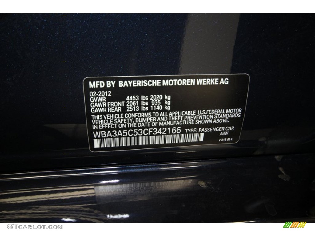 2012 3 Series Color Code A89 for Imperial Blue Metallic Photo #83045476