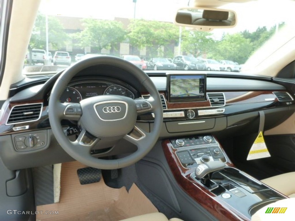 2014 Audi A8 L 4.0T quattro Velvet Beige Dashboard Photo #83046234