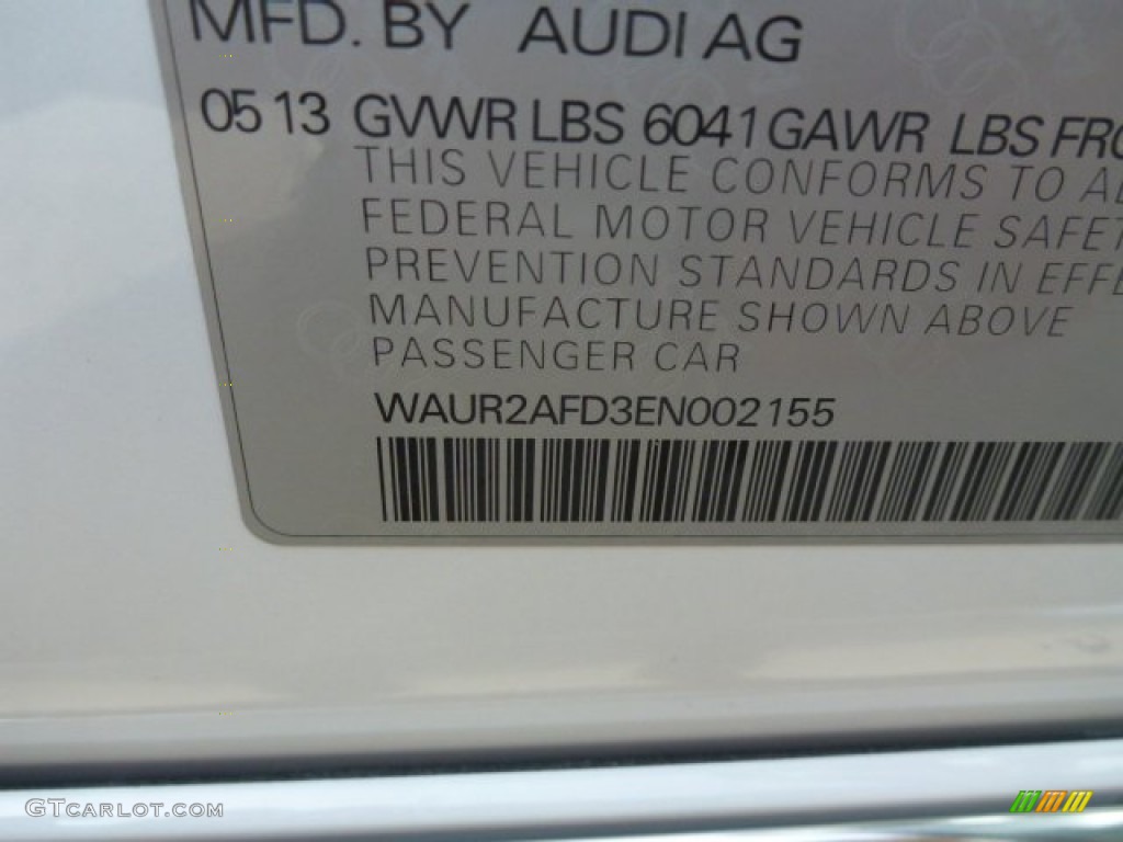 2014 Audi A8 L 4.0T quattro Info Tag Photo #83046291