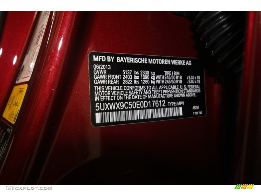 2014 X3 Color Code A82 for Vermilion Red Metallic Photo #83050854