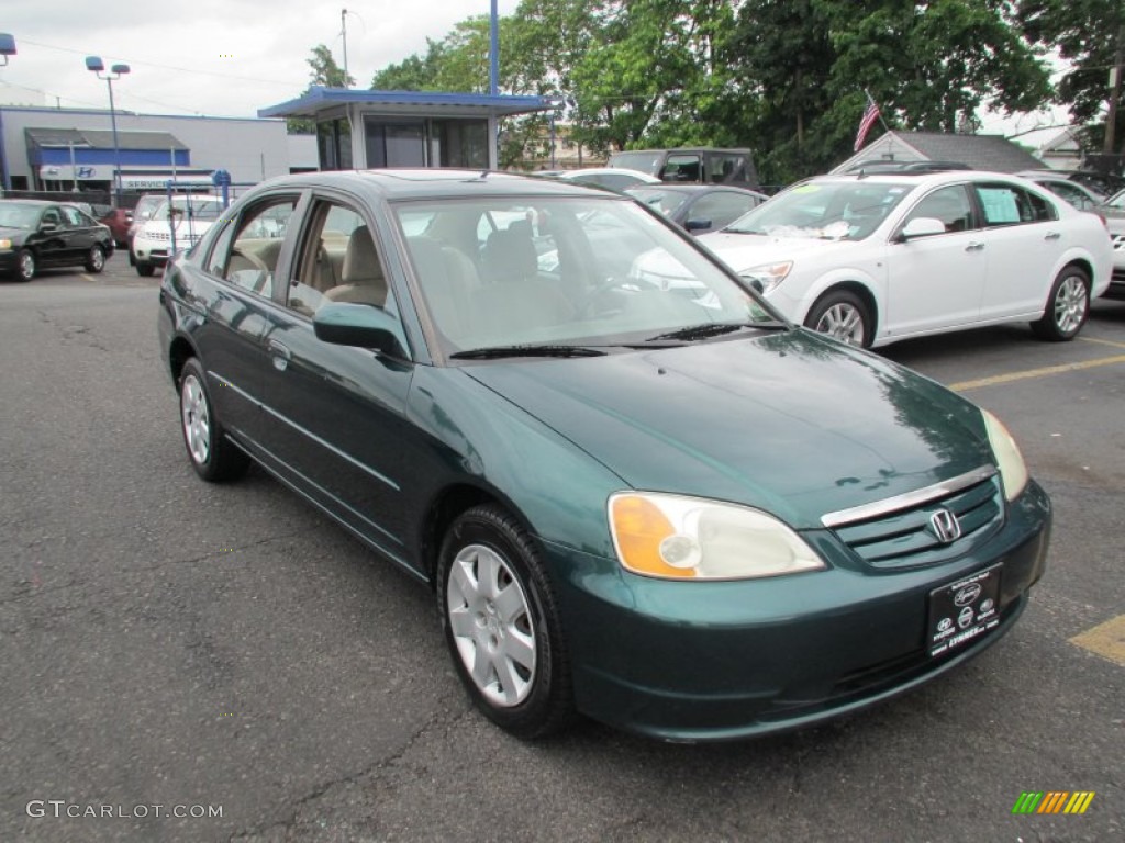 2001 Civic EX Sedan - Clover Green / Beige photo #2
