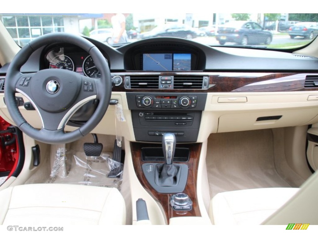2012 BMW 3 Series 335i Coupe Cream Beige Dashboard Photo #83061543