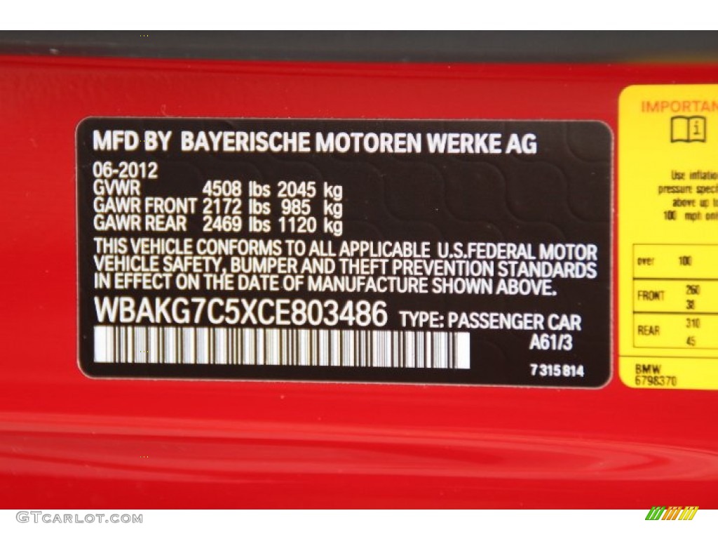 2012 3 Series Color Code A61 for Crimson Red Photo #83061887
