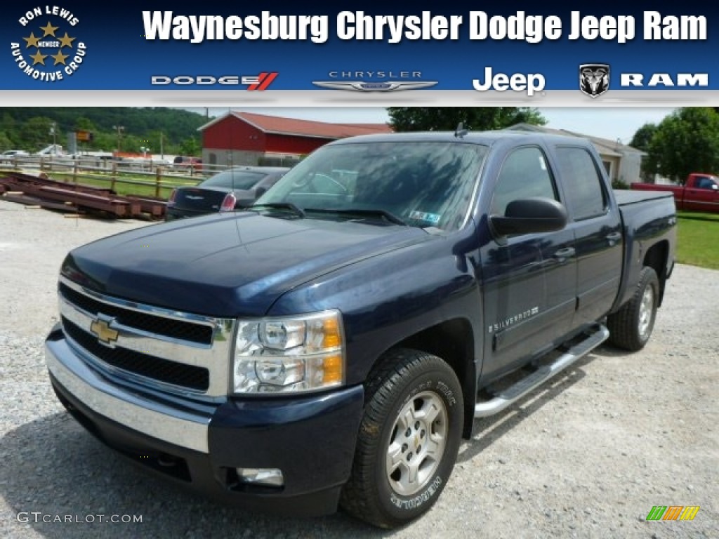 2008 Silverado 1500 LT Crew Cab 4x4 - Dark Blue Metallic / Ebony photo #1