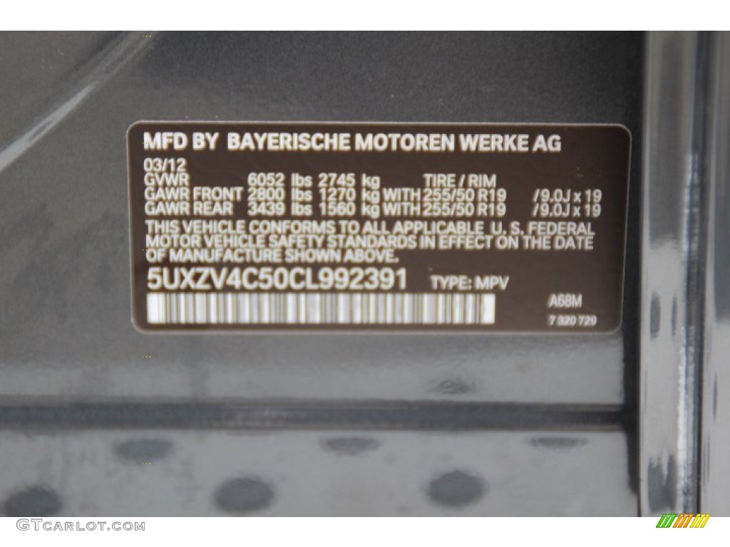 2012 BMW X5 xDrive35i Premium Color Code Photos
