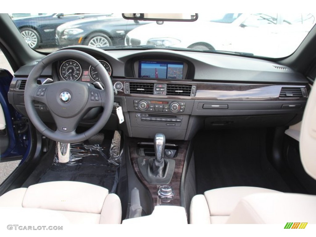 2013 BMW 3 Series 328i Convertible Cream Beige Dashboard Photo #83073218