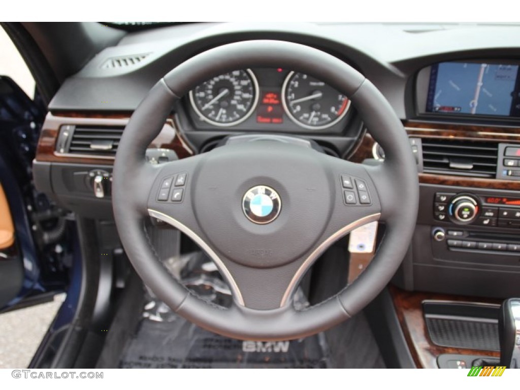 2011 BMW 3 Series 328i Convertible Saddle Brown Dakota Leather Steering Wheel Photo #83077109