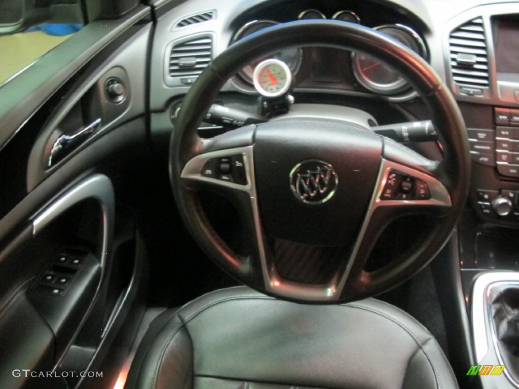 2011 Buick Regal CXL Turbo Ebony Steering Wheel Photo #83077611