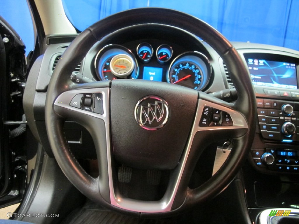 2011 Buick Regal CXL Turbo Ebony Steering Wheel Photo #83077811