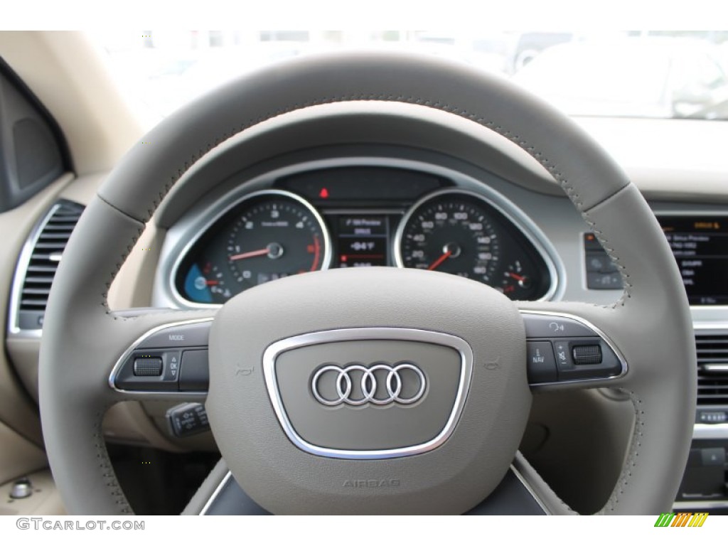2013 Audi Q7 3.0 TDI quattro Cardamom Beige Steering Wheel Photo #83081164