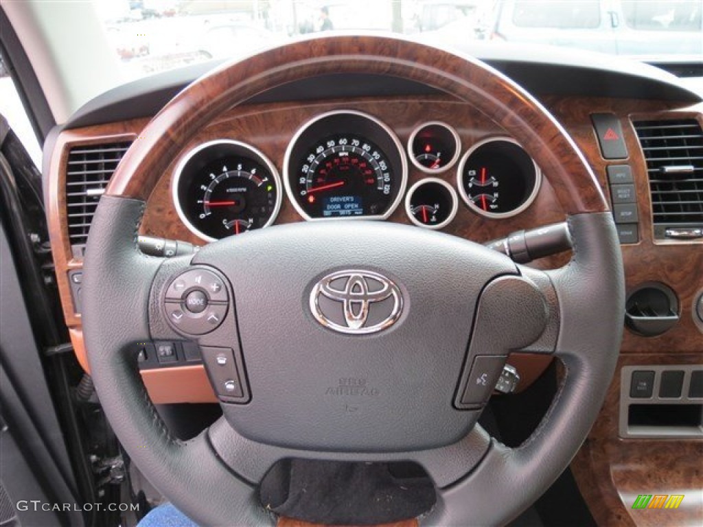 2012 Toyota Tundra Limited CrewMax Red Rock Steering Wheel Photo #83089712