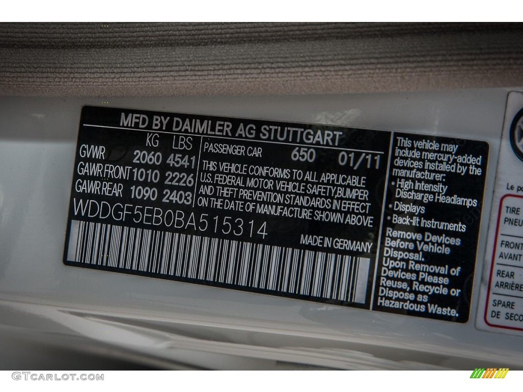 2011 C Color Code 650 for Arctic White Photo #83091077