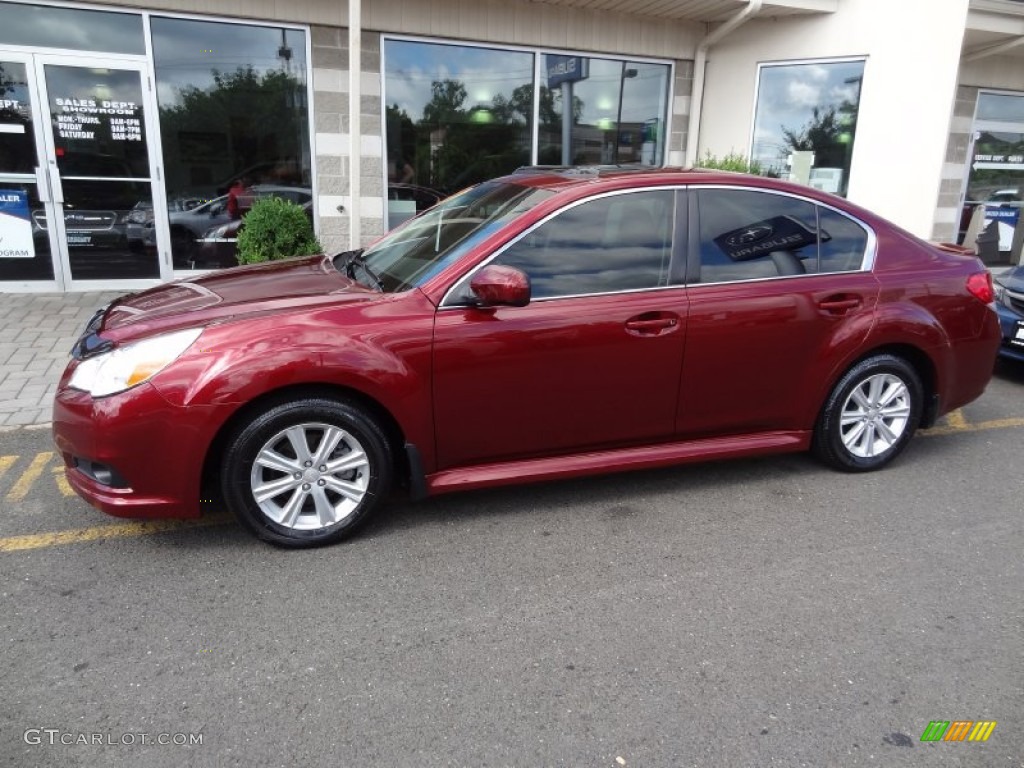 2011 Legacy 2.5i Premium - Ruby Red Pearl / Off-Black photo #2