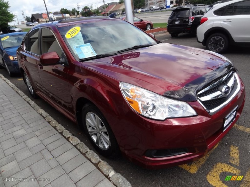 2011 Legacy 2.5i Premium - Ruby Red Pearl / Off-Black photo #7