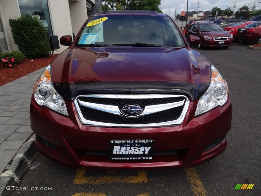2011 Legacy 2.5i Premium - Ruby Red Pearl / Off-Black photo #8