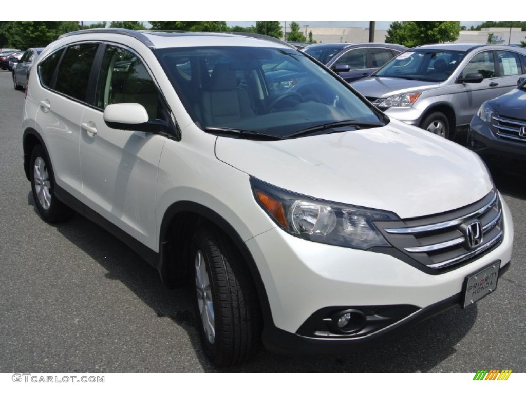 2012 CR-V EX-L - White Diamond Pearl / Beige photo #2