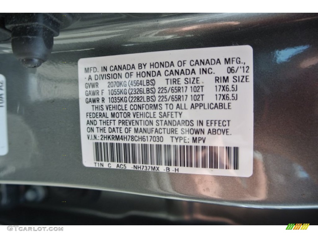 2012 CR-V EX-L 4WD - Polished Metal Metallic / Gray photo #7