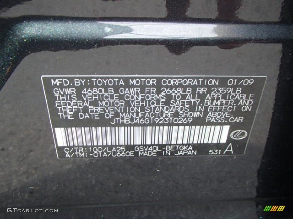 2009 ES Color Code 1G0 for Smokey Granite Mica Photo #83109585