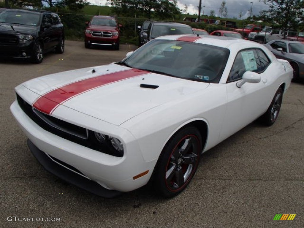 2013 Challenger SXT Plus - Bright White / Radar Red/Dark Slate Gray photo #2