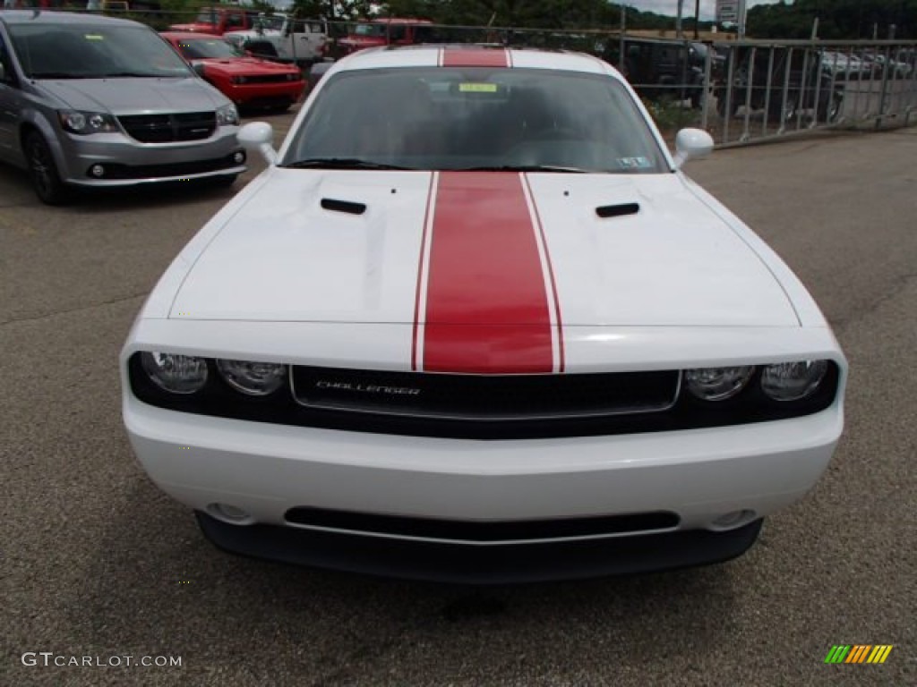 2013 Challenger SXT Plus - Bright White / Radar Red/Dark Slate Gray photo #3